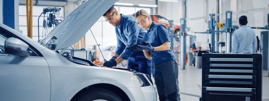 Vehicle getting maintenance